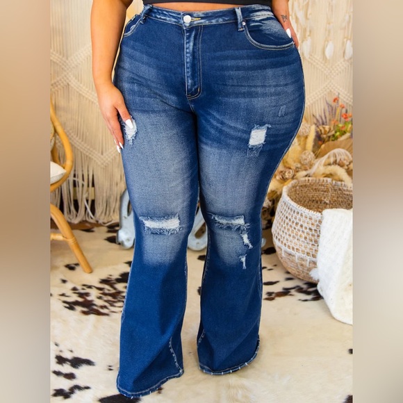 Southern Fried Chics Hot Girl Jeans Wide leg Flare Super Stretch Sz 18 - Picture 2 of 7